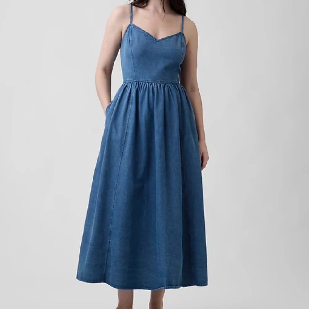 GAP DENIM Sweetheart Maxi Dress Size L - Picture 1 of 7